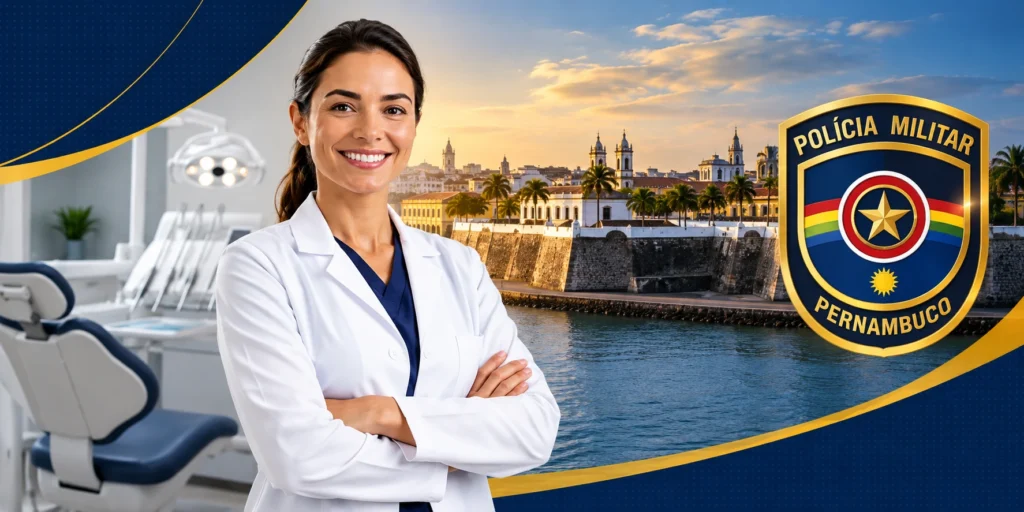 Concurso da PMPE para Dentista 2026: 10 vagas e R$ 12.937,33